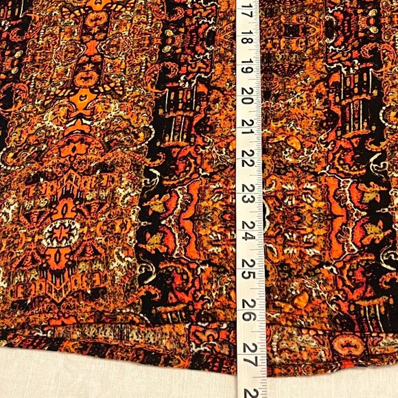 Relativity Boho Peasant Top Blouse XL Brown Orange Paisley Print Rayon Pullover - Picture 8 of 8